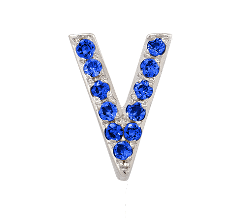 White Gold, Blue Sapphire Letter Bead - Roxanne First