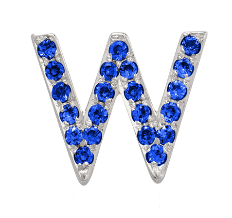 White Gold, Blue Sapphire Letter Bead - Roxanne First