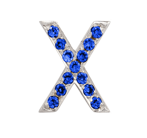 White Gold, Blue Sapphire Letter Bead - Roxanne First