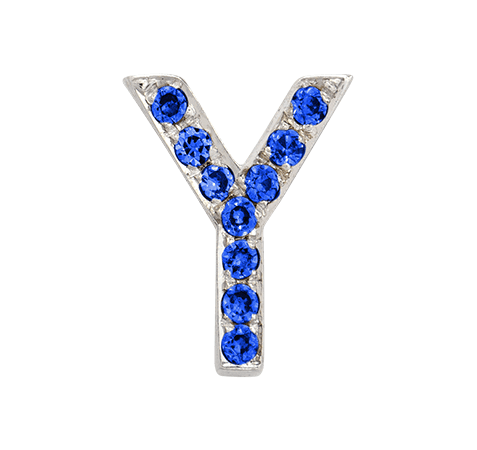 White Gold, Blue Sapphire Letter Bead - Roxanne First