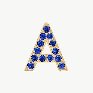 Yellow Gold, Blue Sapphire Letter Bead - Roxanne First