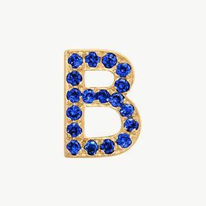 Yellow Gold, Blue Sapphire Letter Bead - Roxanne First