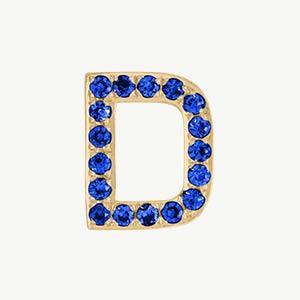 Yellow Gold, Blue Sapphire Letter Bead - Roxanne First