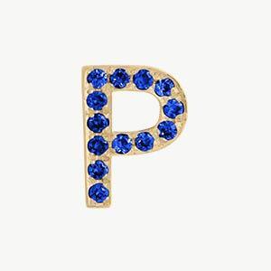 Yellow Gold, Blue Sapphire Letter Bead - Roxanne First