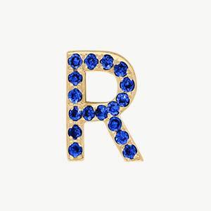 Yellow Gold, Blue Sapphire Letter Bead - Roxanne First