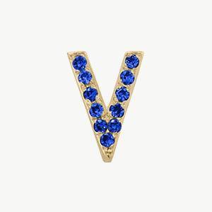 Yellow Gold, Blue Sapphire Letter Bead - Roxanne First