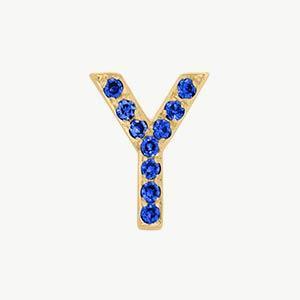 Yellow Gold, Blue Sapphire Letter Bead - Roxanne First