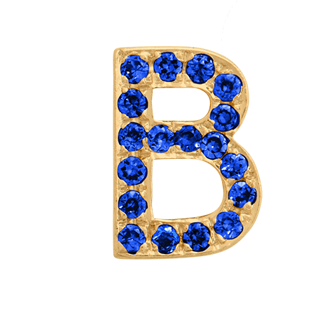 Yellow Gold, Blue Sapphire Letter Bead - Roxanne First