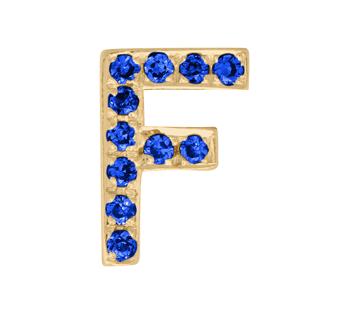 Yellow Gold, Blue Sapphire Letter Bead - Roxanne First