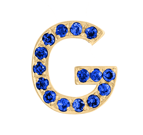 Yellow Gold, Blue Sapphire Letter Bead - Roxanne First