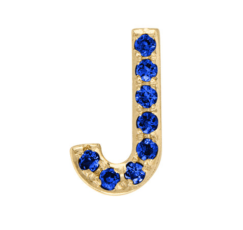 Yellow Gold, Blue Sapphire Letter Bead - Roxanne First