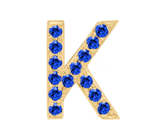 Yellow Gold, Blue Sapphire Letter Bead - Roxanne First