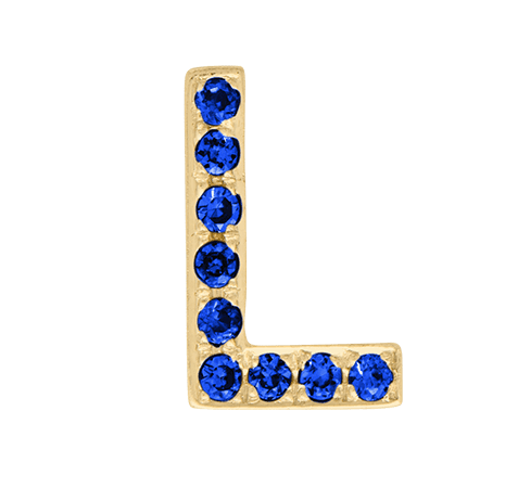 Yellow Gold, Blue Sapphire Letter Bead - Roxanne First