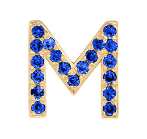 Yellow Gold, Blue Sapphire Letter Bead - Roxanne First