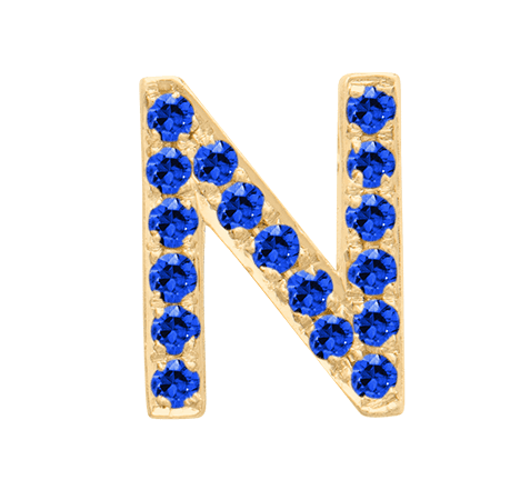 Yellow Gold, Blue Sapphire Letter Bead - Roxanne First