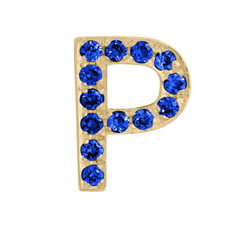 Yellow Gold, Blue Sapphire Letter Bead - Roxanne First