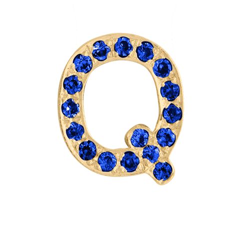 Yellow Gold, Blue Sapphire Letter Bead - Roxanne First