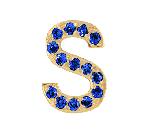 Yellow Gold, Blue Sapphire Letter Bead - Roxanne First