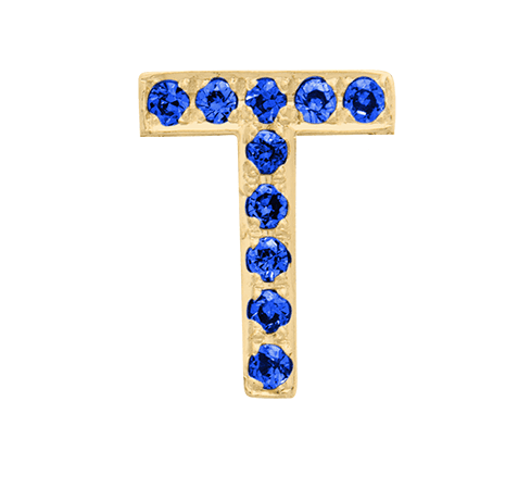 Yellow Gold, Blue Sapphire Letter Bead - Roxanne First