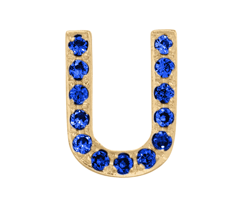 Yellow Gold, Blue Sapphire Letter Bead - Roxanne First