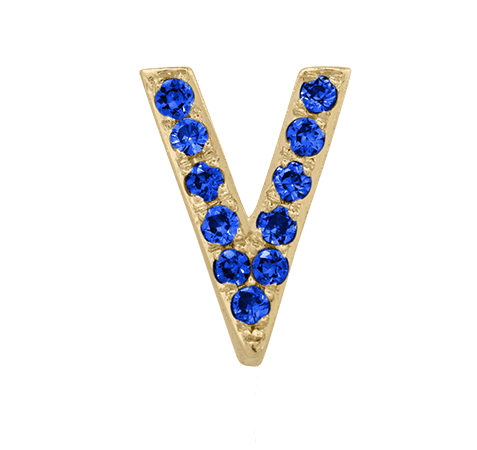 Yellow Gold, Blue Sapphire Letter Bead - Roxanne First