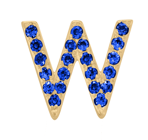 Yellow Gold, Blue Sapphire Letter Bead - Roxanne First