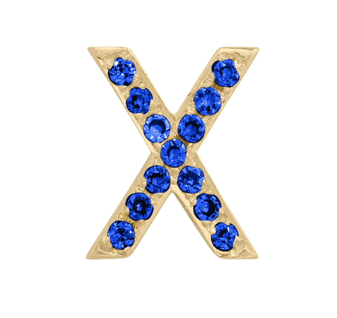 Yellow Gold, Blue Sapphire Letter Bead - Roxanne First