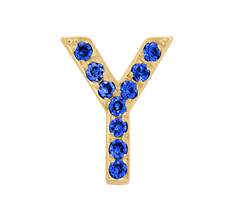 Yellow Gold, Blue Sapphire Letter Bead - Roxanne First