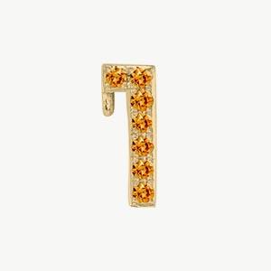 Yellow Gold, Orange Sapphire Number Bead - Roxanne First