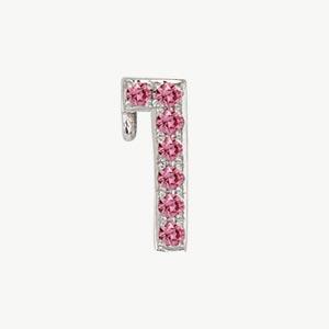 White Gold, Pink Sapphire Number Bead - Roxanne First