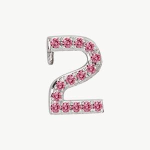 White Gold, Pink Sapphire Number Bead - Roxanne First