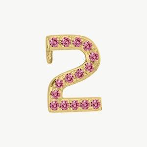 Yellow Gold, Pink Sapphire Number Bead - Roxanne First
