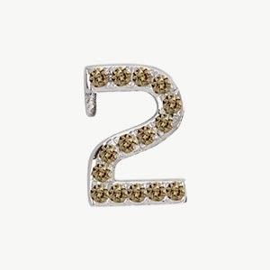 White Gold, Brown Diamond Number Bead - Roxanne First