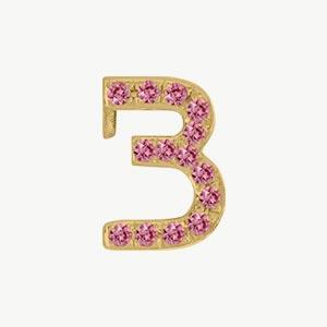 Yellow Gold, Pink Sapphire Number Bead - Roxanne First