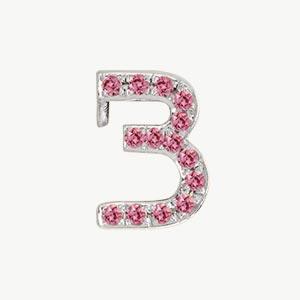 White Gold, Pink Sapphire Number Bead - Roxanne First