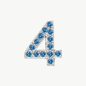 White Gold, Blue Diamond Number Bead - Roxanne First