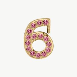 Yellow Gold, Pink Sapphire Number Bead - Roxanne First