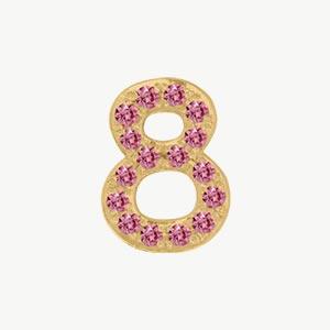 Yellow Gold, Pink Sapphire Number Bead - Roxanne First