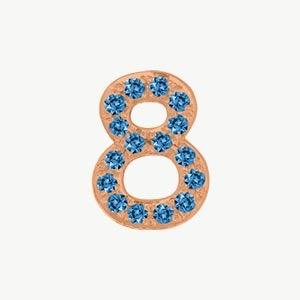 Rose Gold, Blue Diamond Number Bead - Roxanne First