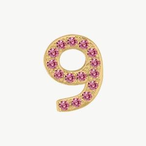 Yellow Gold, Pink Sapphire Number Bead - Roxanne First