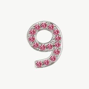 White Gold, Pink Sapphire Number Bead - Roxanne First