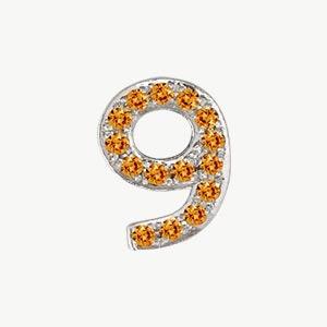White Gold, Orange Sapphire Number Bead - Roxanne First