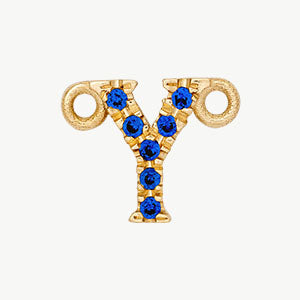 Yellow Gold, Blue Sapphire Letter