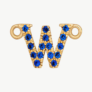 Yellow Gold, Blue Sapphire Letter