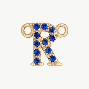 Yellow Gold, Blue Sapphire Letter - Roxanne First