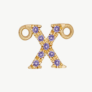 Yellow Gold, Lilac Sapphire Letter