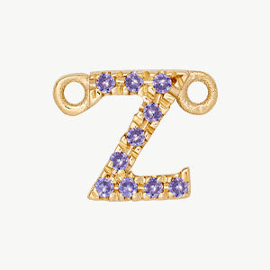 Yellow Gold, Lilac Sapphire Letter