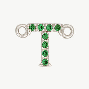 White Gold, Green Garnet Letter - Roxanne First