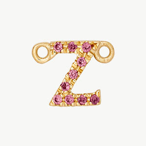 Yellow Gold, Pink Sapphire Letter
