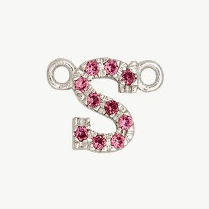 White Gold, Pink Sapphire Letter - Roxanne First